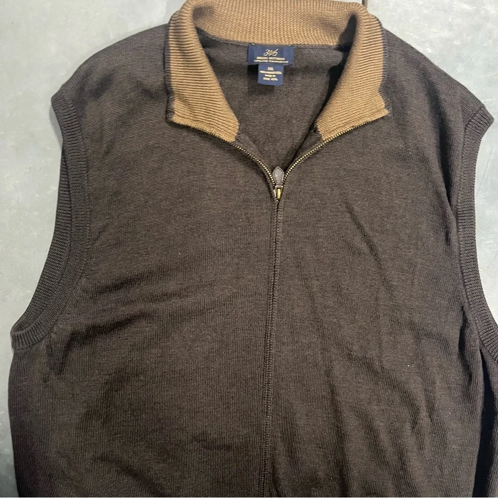Brooks Brothers 346 Fine Italian Merino Wool Zip Front High Neck‎ Men’s Vest XXL